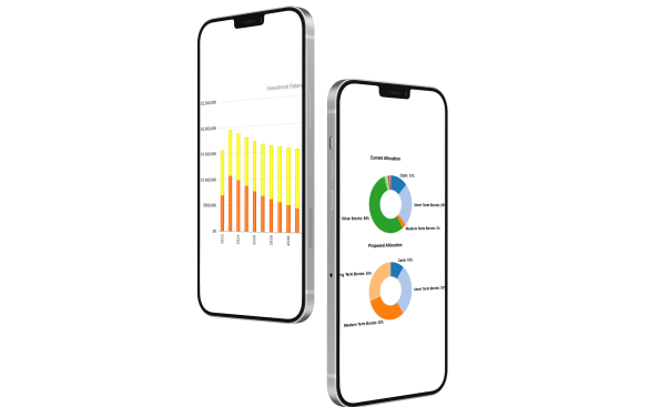 WealthTrace financial planning software on a mobile phone