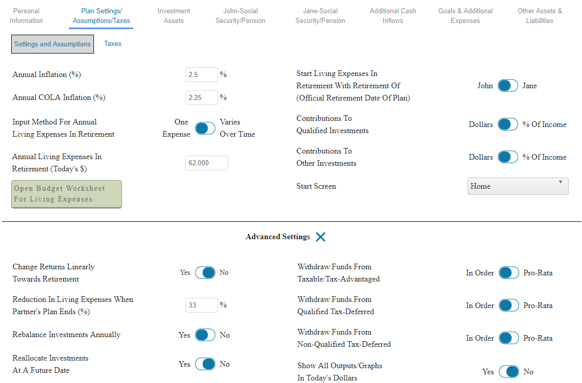 sample financial plans
