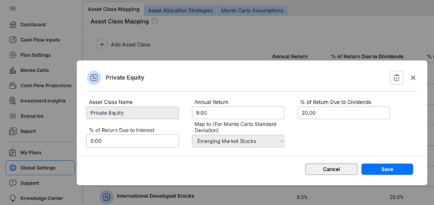 Model Model Private Equity in WealthTrace