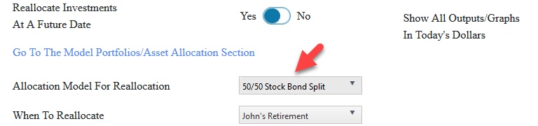Reallocate to a 50/50 split between bonds and stocks when retired