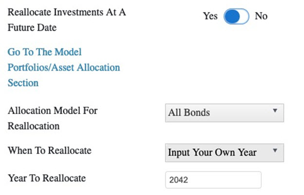 Reallocate in WealthTrace retirement planning software