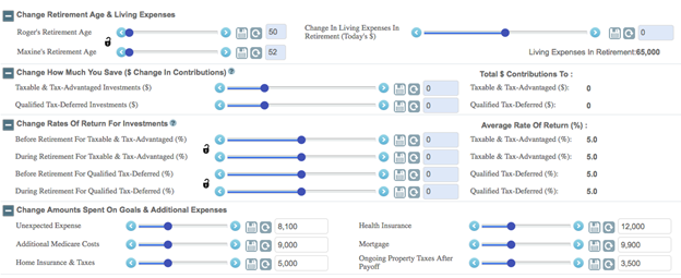 Running various what-if scenarios in WealthTrace