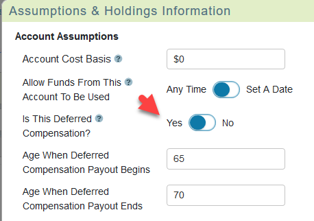 Deferred compensation start and end age Setting the deferred compensation start and end age