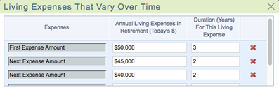 Vary Living Expenses Over Time Using WealthTrace