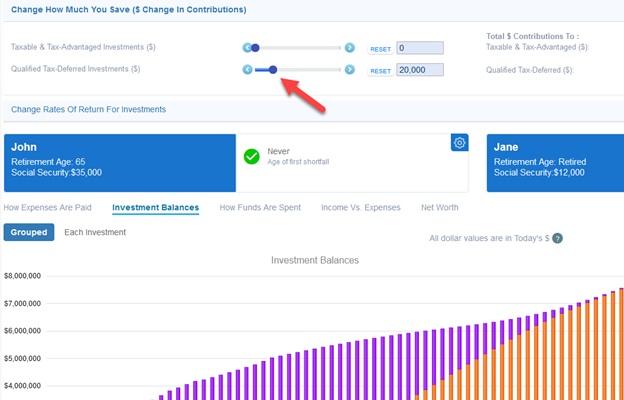 WealthTrace Retirement Planning Solo 401(k) scenarios
